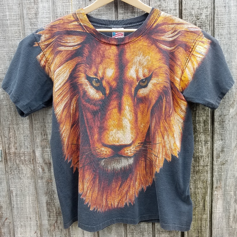 Vtg Single Stitch Lion T-Shirt USA made mens Large